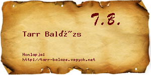 Tarr Balázs névjegykártya